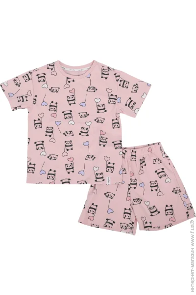 Піжамний комплект Hello World Піжама для дівчаток з принтом футболка-шорти р.134-140 Піжамний комплект Hello World Піжама для дівчаток з принтом футболка-шорти р.134-140