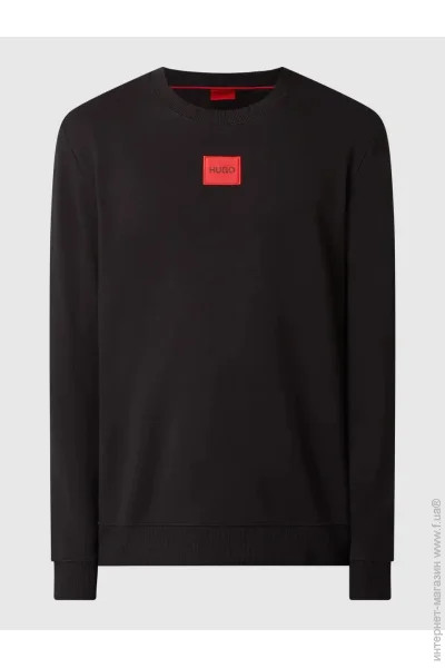  Hugo Boss   Cotton-terry regular-fit sweatshirt with logo label 75-2098BLK-RD 2XL