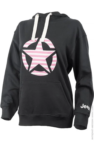  () Jeep   HOODED OVERSIZE SWEATSHIRT STAR Striped Print  L (O102608-B000 L)