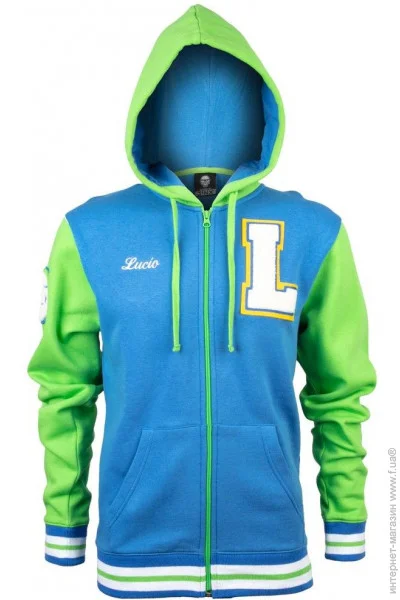  () Jinx Overwatch Zip Up Hoodie-Lucio Varsity Blue/Green, L (JINX-9350L)