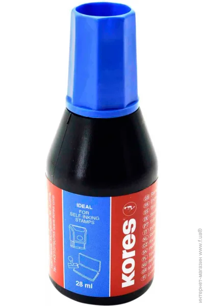 Штемпельная краска Kores Краска штемпельная 28 мл синяя Штемпельная краска Kores Краска штемпельная 28 мл синяя