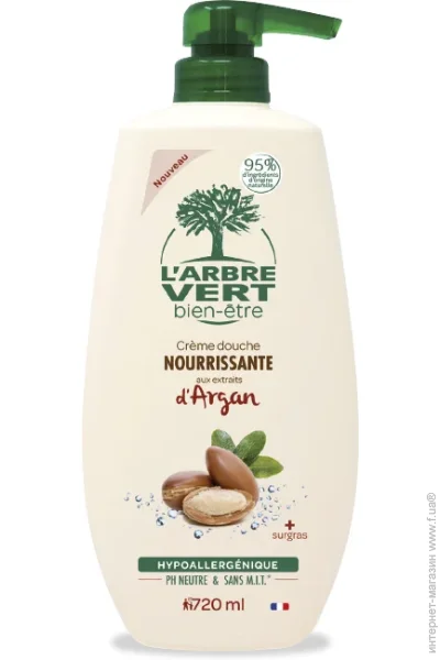 Гель для душу L`Arbre Vert Гель для душа живильний з екстрактом Аргана 720 мл Гель для душу L`Arbre Vert Гель для душа живильний з екстрактом Аргана 720 мл