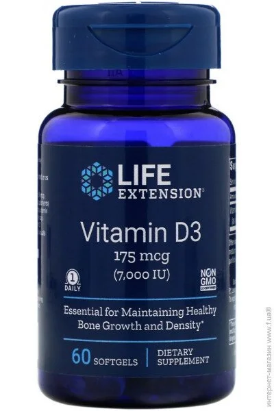   D3, Life Extension, Vitamin D3, 175  (7000 ), 60   (LEX17186)