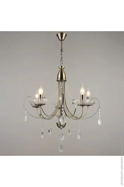 Люстра подвесная классическая хрустальная свечи Light House SRS-19134/5 бронза Люстра подвесная классическая хрустальная свечи Light House SRS-19134/5 бронза