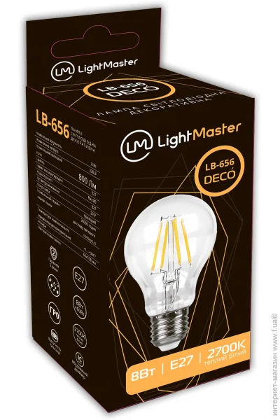   Lightmaster   FIL Deco A60 8  E27 2700  220   LB-656
