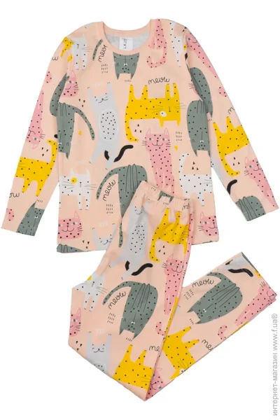 Пижамный комплект Luna Kids Пижама для девочек Котики р.104–110 персиковый 0192 Пижамный комплект Luna Kids Пижама для девочек Котики р.104–110 персиковый 0192