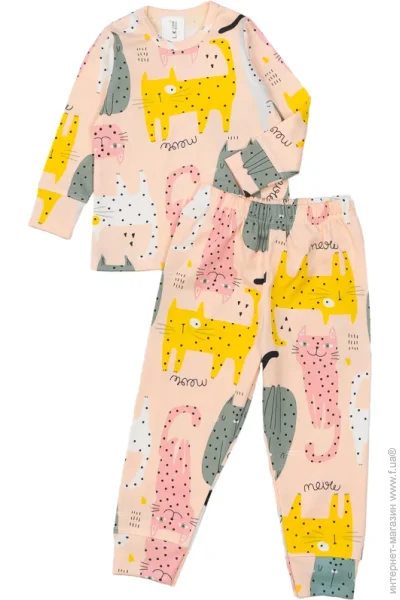 Піжамний комплект Luna Kids Піжама для дівчаток Котики р.80-86 персиковий 0192 Піжамний комплект Luna Kids Піжама для дівчаток Котики р.80-86 персиковий 0192