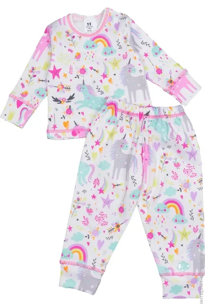 Кофта + штаны Luna Kids Пижама детская для девочек трикотажная Единорожки р.80 молочный Кофта + штаны Luna Kids Пижама детская для девочек трикотажная Единорожки р.80 молочный