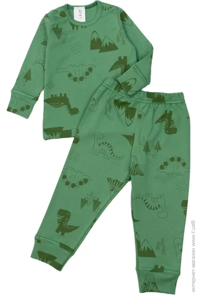 Пижамный комплект Luna Kids Пижама для мальчиков Дино р.92-98 зеленый 0195 Пижамный комплект Luna Kids Пижама для мальчиков Дино р.92-98 зеленый 0195