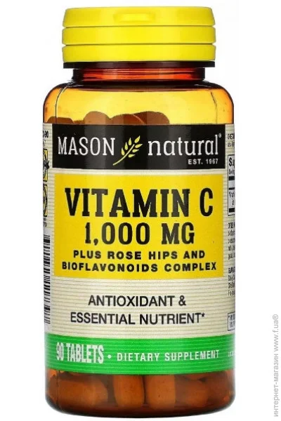  Mason Natural Vitamin C With Rose Hips And Bioflavonoids 1000 mg 90 Tabs (000021171)