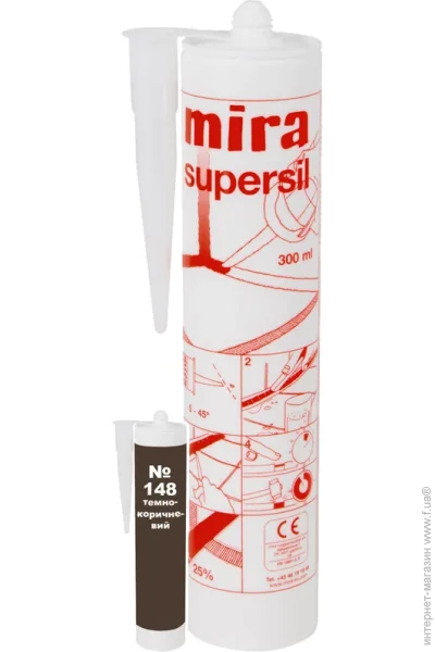 Mira Герметик силиконовый санитарный Supersil 148 темно-коричневый 300 мл Mira Герметик силиконовый санитарный Supersil 148 темно-коричневый 300 мл