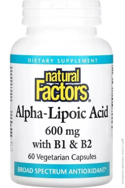  Natural Factors Alpha-Lipoic Acid with B1 & B2 600 mg 60 Veg Caps (000022060)