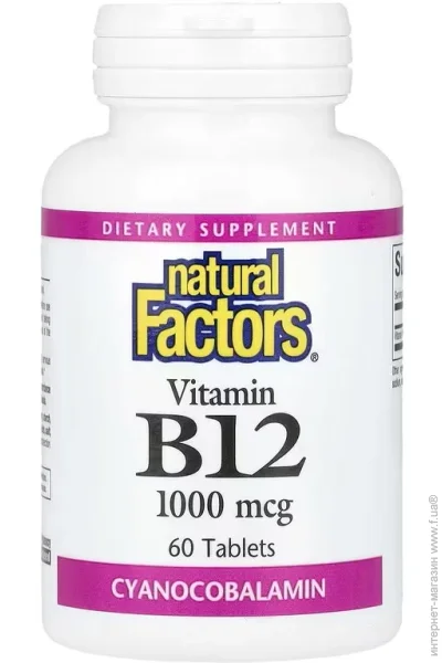 ³ ³ B12 Natural Factors Vitamin B12, 1,000 mcg, 60 Tablets (00000040743)