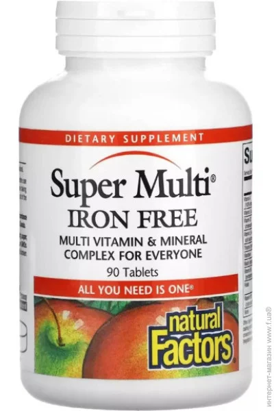   Natural Factors Super Multi Iron Free 90 Tabs (000022124)