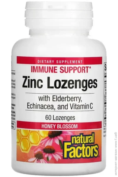  Natural Factors Zinc Lonzenges, With Elderberry, Echinacea & Vitamin C, Cherry, 60 Lozenges (00000040745)