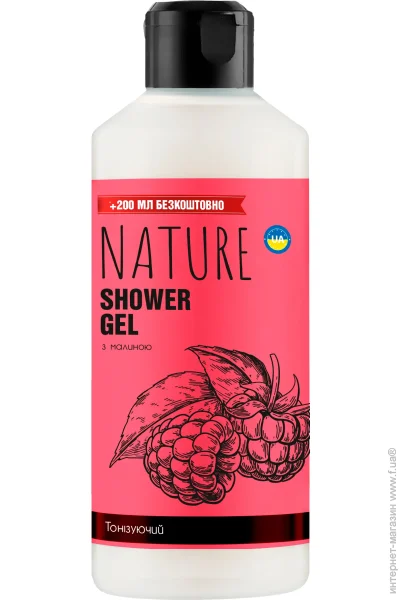 Nature Гель для душу тонізуючий з малиною 500 мл Nature Гель для душу тонізуючий з малиною 500 мл