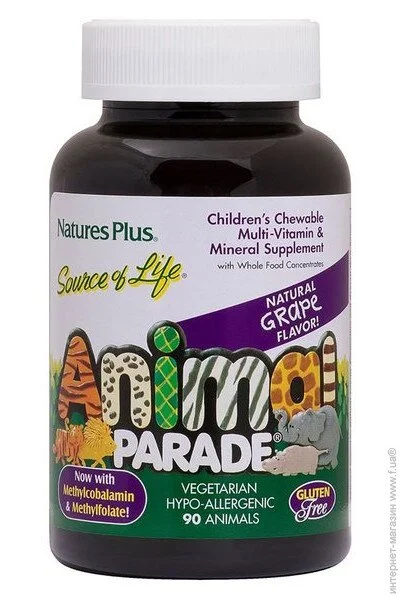   Natures Plus Animal Parade 90 Chewable Tabs Grape Flavor NTP29984 (000002324)