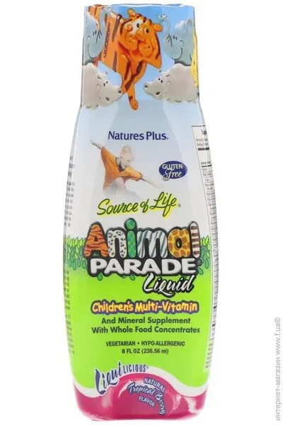   Natures Plus Source of Life Animal Parade Liquid Children"s Multi-Vitamin 236,56 ml Natural Tropical Berry Flavor NAP-29954 (000002455)