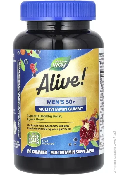  Nature`S Way    50+ ,  , Alive Men's 50+  Multivitamin Gummy, Nature's Way, 60   (NWY15902)