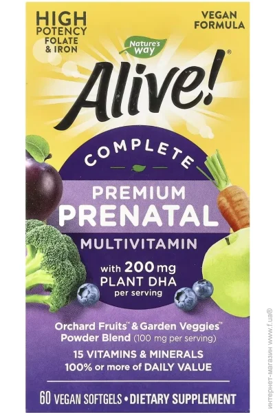 ³ Nature`S Way    , Alive Complete Premium Prenatal Multivitamin, Nature's Way, 60   (NWY11209)