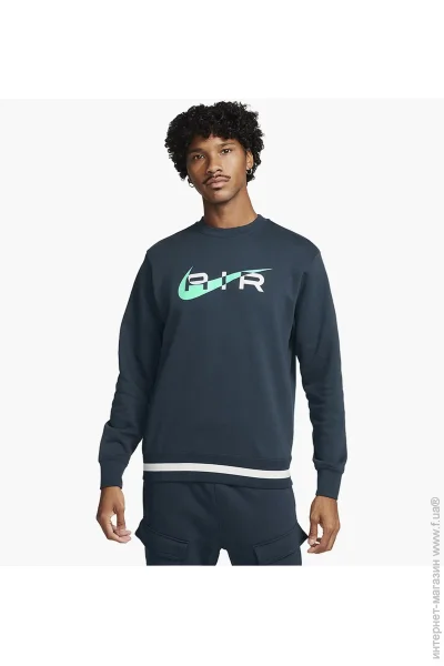  Nike Air Fleece Crew-Neck Sweatshirt Blue (FN7692-410-S)