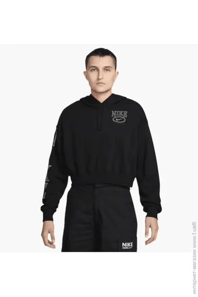  Nike Sportswear Club Fleece Oversized Graphic Crop Black (HJ0925-010-XS)