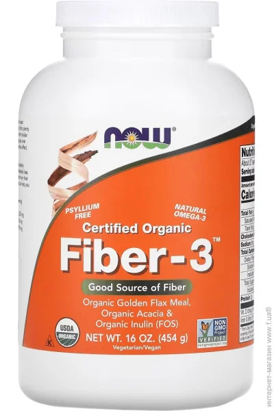 -3,   , Certified Organic, Fiber-3, Now Foods, 454  (NF5993)