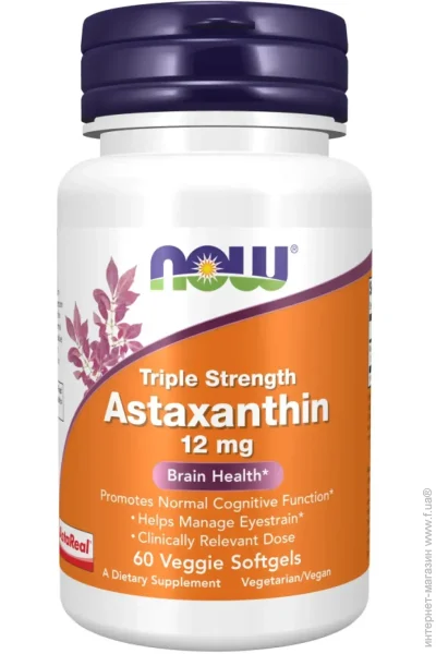NOW  Astaxanthin 12 mg Triple Strength 60 softgels (1086-2023-10-4599)