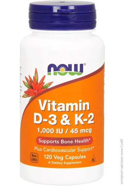   D3  2, Vitamin D-3 & K-2, 1,000  / 45 , Now Foods, 120  (NF0369)