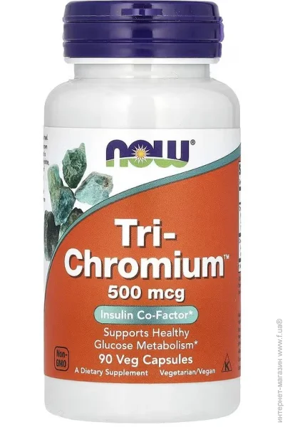   NOW Tri-Chromium 500 mcg 90 Veg Capsules (-00001345)