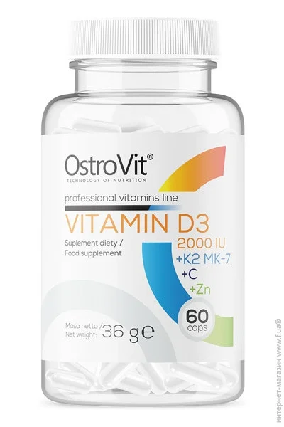   ³   OstroVit Vitamin D3 2000 IU + K2 MK-7 + C + Zinc, 60 