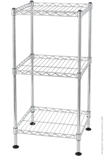 Proзапас Стеллаж 600x300x300 мм Проволочные серебряный полки 3 шт. хромированный Proзапас Стеллаж 600x300x300 мм Проволочные серебряный полки 3 шт. хромированный