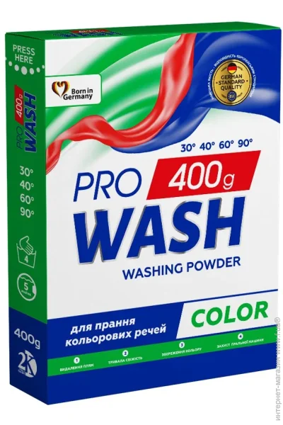 Пральний порошок для кольорових речей Pro Wash Color 4000 г (143969) Пральний порошок для кольорових речей Pro Wash Color 4000 г (143969)