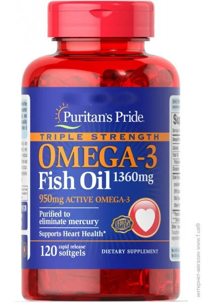 Puritan's Pride  Triple Strength Omega-3 Fish Oil 1360 mg 120  (4384302297)