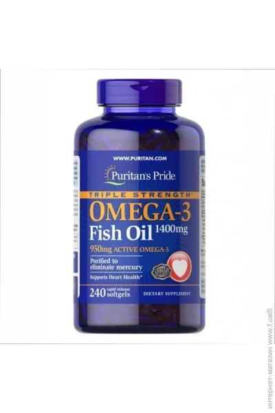 Puritan's Pride Omega-3 Triple Strength1360 mg (950 mg Active Omega-3) - 240 softgels (025077348886)