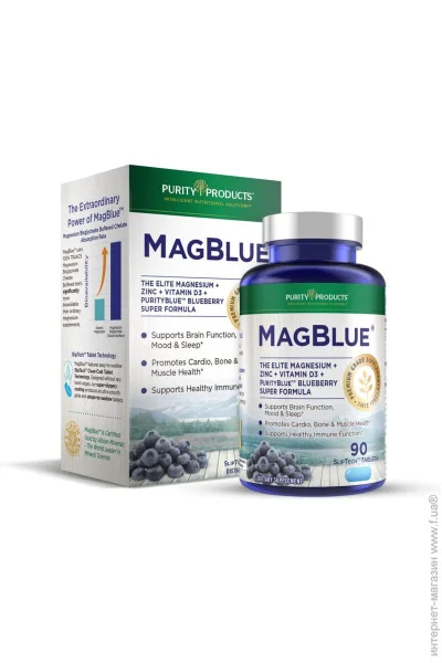 Витамины Purity Products Забуференный биглицинат магния элитного класса MagBlue 90 таблеток Витамины Purity Products Забуференный биглицинат магния элитного класса MagBlue 90 таблеток
