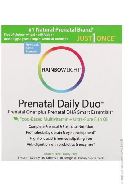   Rainbow Light Prenatal Daily Duo: Prental One +  DHA 30 tab +  30 SG Tabs (000004386)