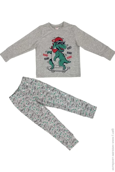 Пижамный комплект Roksana Пижама для мальчиков р.104-110 серый №1065 Пижамный комплект Roksana Пижама для мальчиков р.104-110 серый №1065