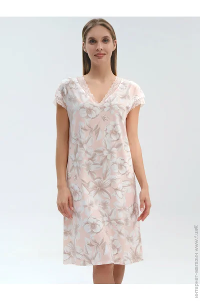 Футболка Roksana Ночная рубашка AURELIA 1369/16075 р.M бежевый с рисунком Футболка Roksana Ночная рубашка AURELIA 1369/16075 р.M бежевый с рисунком