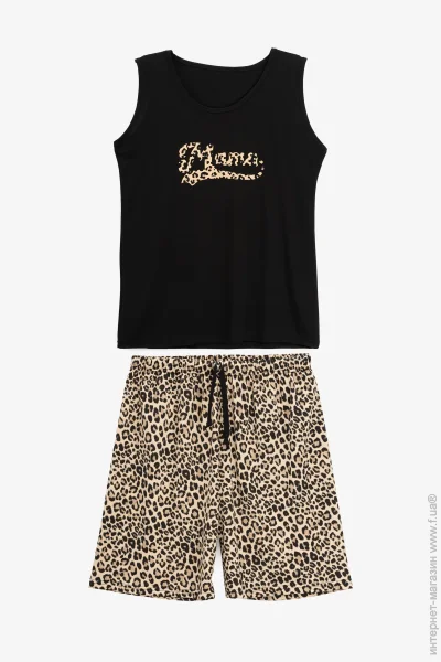 Пижамный комплект Seyko Пижама женская 64096 Черно-коричневый (2000991018952) Пижамный комплект Seyko Пижама женская 64096 Черно-коричневый (2000991018952)