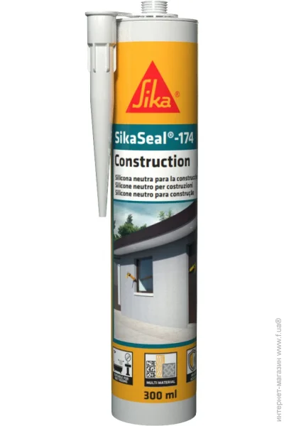Sika Герметик силіконовий нейтральныйSeal®-174 Construction білий 300 мл 0,3 кг Sika Герметик силіконовий нейтральныйSeal®-174 Construction білий 300 мл 0,3 кг