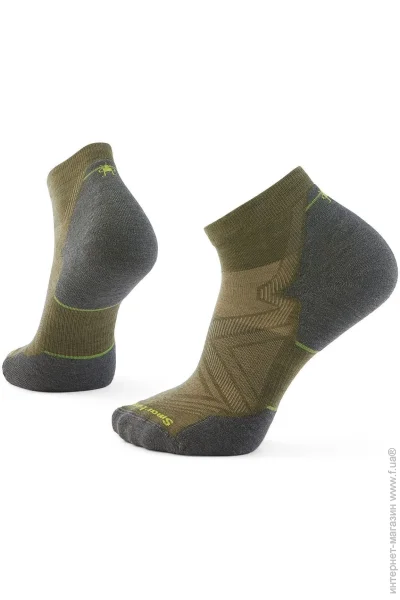  Smartwool Run Targeted Cushion Ankle Socks   (Winter Moss, L) (SW001661.K18-L)