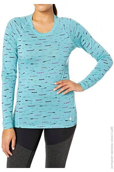  Smartwool Wm"s Merino 150 Baselayer Print Long Sleeve   (Nile Blue, XS) (SW 15574.B46-XS)
