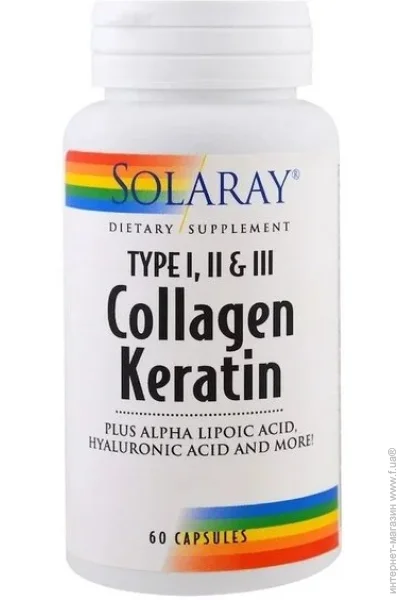   Solaray Collagen Keratin, Type I, II, III 60 Caps SOR-73799 (000004511)