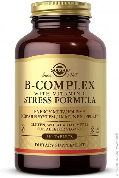  Solgar B-Complex with Vitamin C Stress Formula 250 Tabs (000004640)