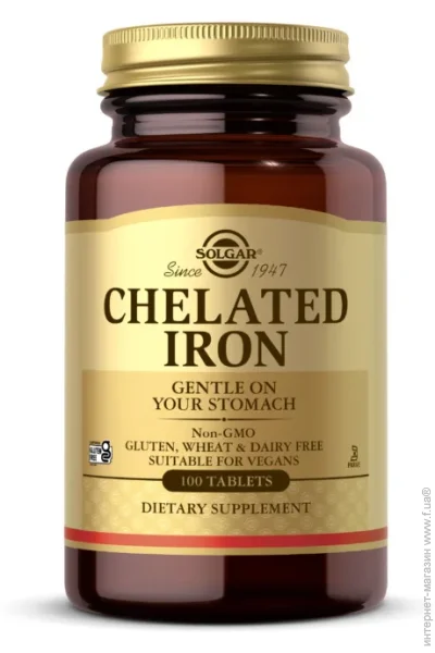 Solgar Chelated Iron (100 tab) (18116-01)
