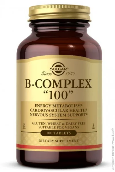 Витамины и минералы Solgar B-Complex 100, 100 таблеток Витамины и минералы Solgar B-Complex 100, 100 таблеток