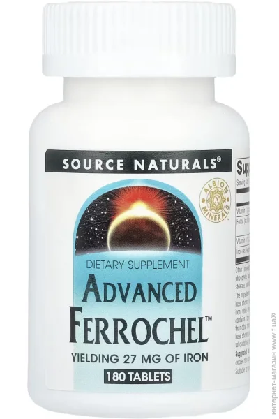Source Naturals Advanced Ferrochel 27mg - 180 tabs (2023-10-4624)