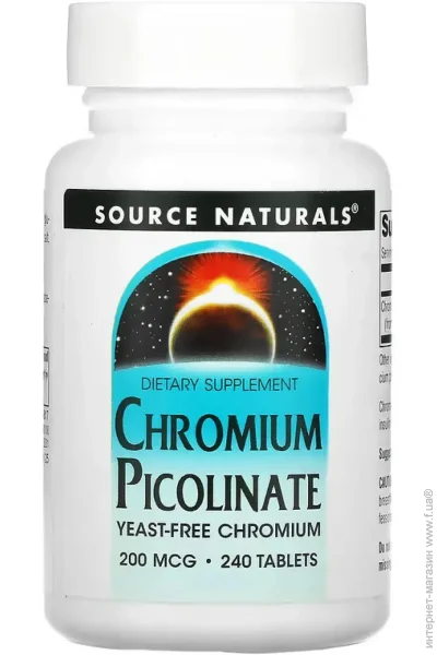  Source Naturals   Chromium Picolinate 200 mcg Yeast Free 240 tabs (1086-2023-10-5276)