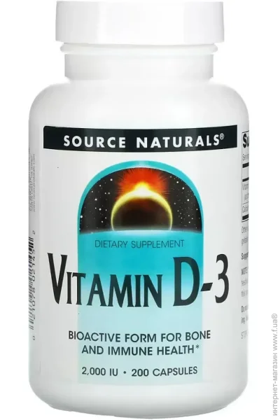 Source Naturals ³ Vitamin D-3 2000 IU 200 caps (1086-2023-10-2705)